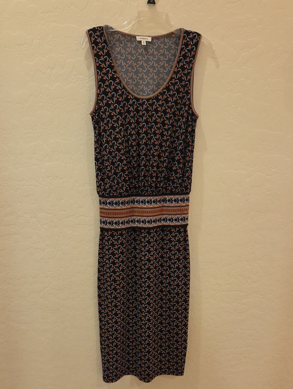 Max Studio Floral Maxi Dress in Black & Orange Size Small